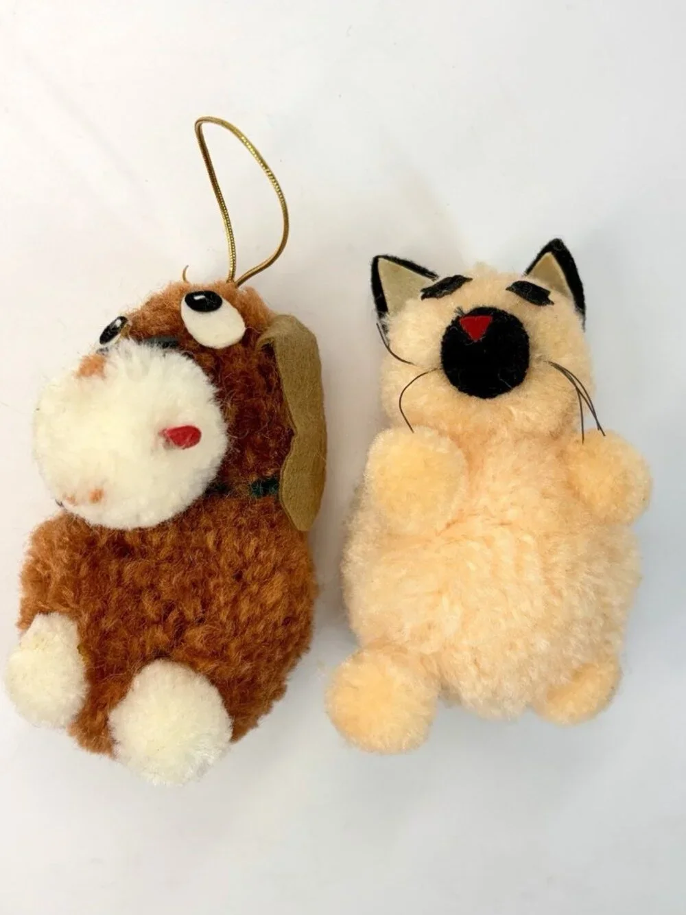 Vintage 1981 Pom Pom Pals Christmas Kitsch Animal Ornament Lot of 8